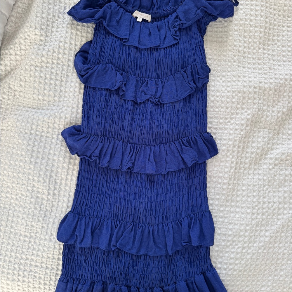Blue Ruffled smocked Dress